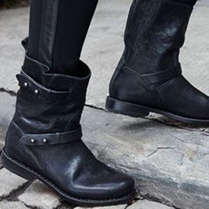 Rag N Bone Black Leather Moto Boots
